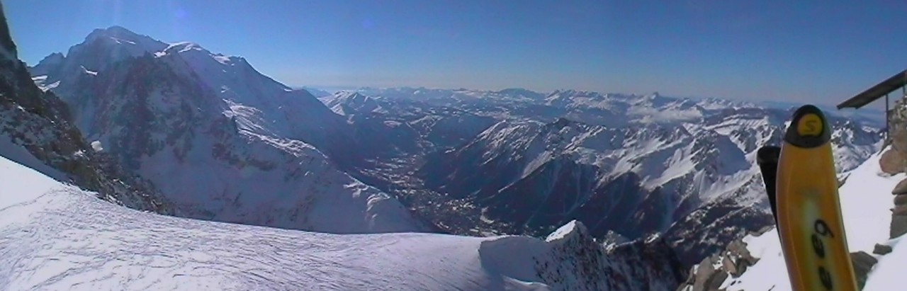 Chamonix from Grand Montets, next is Glacier d'Argentiere