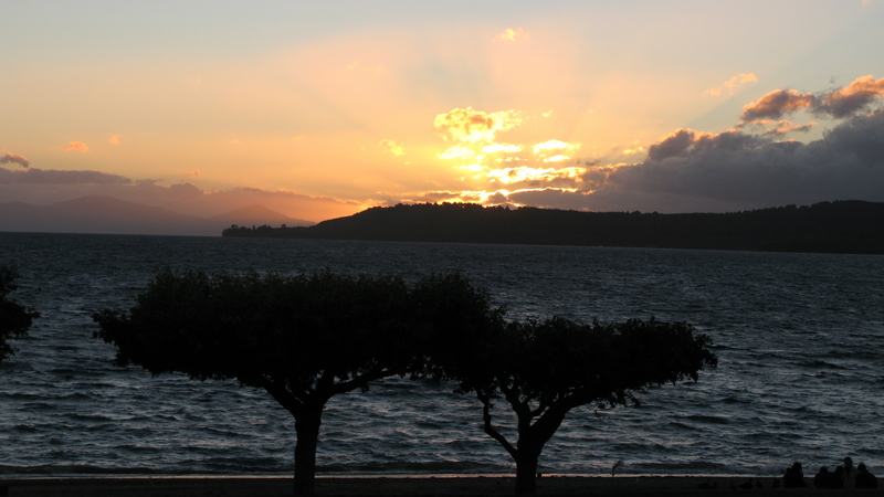Lake Taupo Sunset, next is Mt Ruapheu & Mt Tongariro