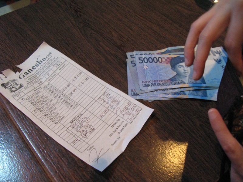 Ganesha Cafe Bill, next is Maya Ubud Rice Paddy